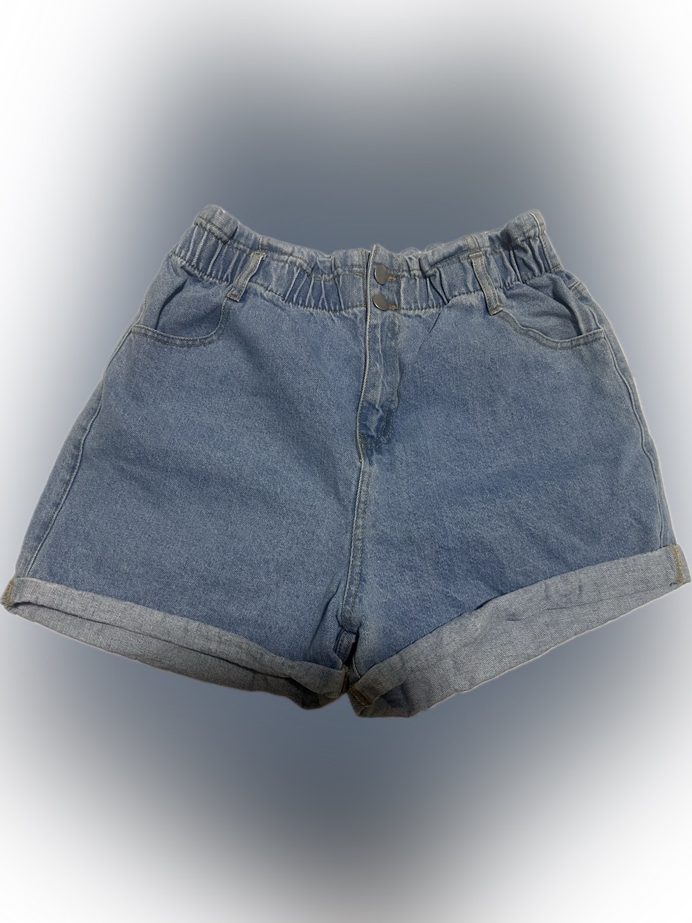 Love Tree Blue Denim High-Waist Rolled-Hem Shorts
